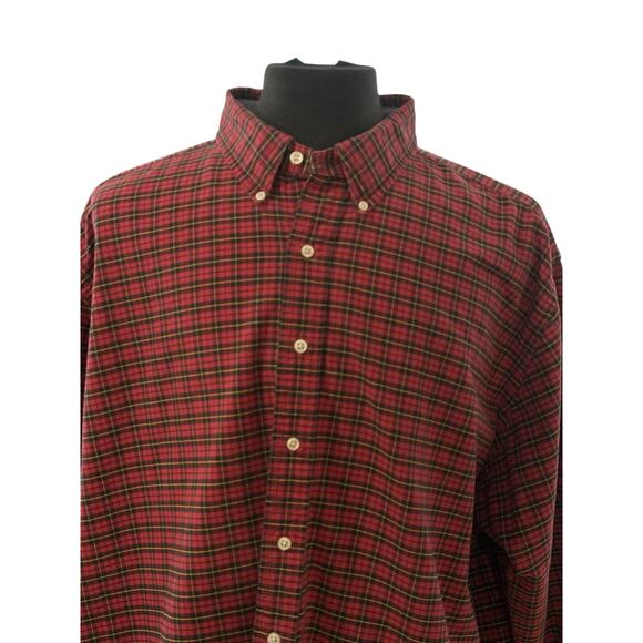 Polo Ralph Lauren 3XB Big Button Down Dress Shirt Classic Fit Red Black Plaid - Picture 3 of 7